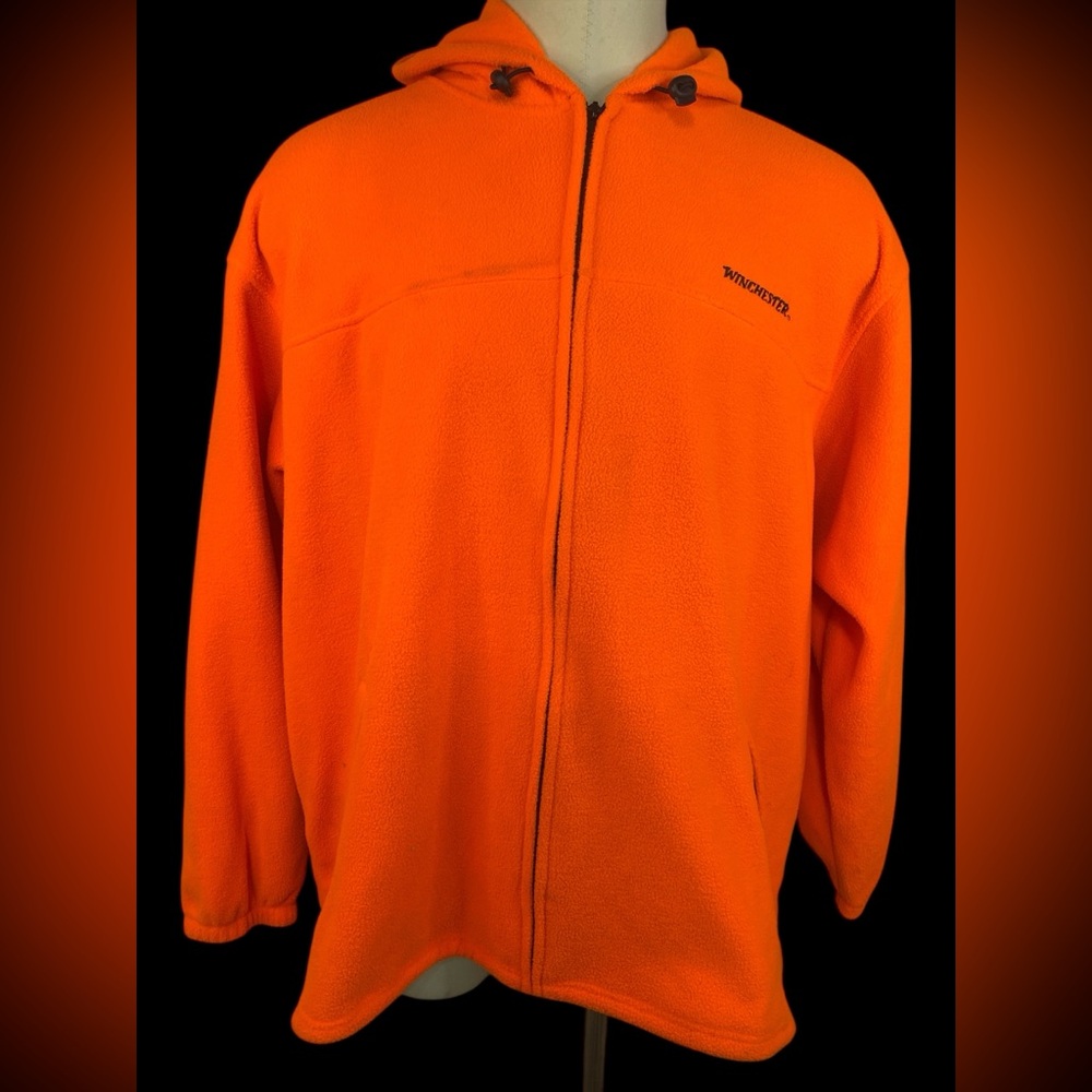 Winchester Orange Full Zip Up Fleece Hooded Jacket Men’s 3XL